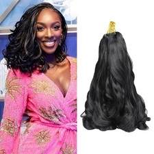 French Curly Braiding Hair 12 Inch 8 Packs 1B Curly Braiding Hair Pre Stretch...