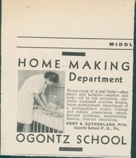 1931 Ogontz School Home Making Department Child Care Class Pennsylvania Ad RB1