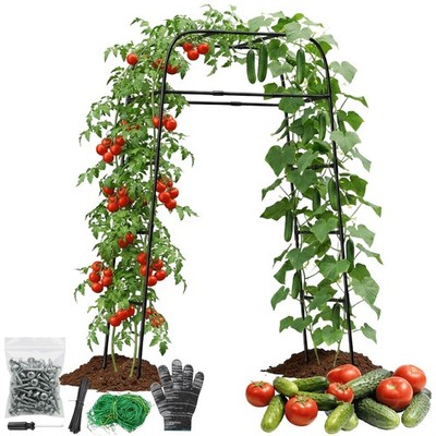 Garden Arch Trellis for Climbing Plants, 83'' High Metal Cucumber Trellis & To...