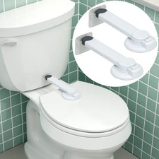 Toilet Locks Baby Proof 2-Pack Lid Lock with Arm No Tools 3M Adhesive White