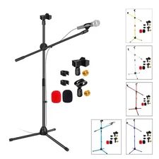 5 Core Microphone Stand Floor Height Adjustable w Extending Telescoping Boom Arm