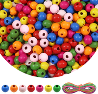 500 StüCk NatüRliche Runde Bunte Holzperlen Set 10 Mm Runde Holzperle Basteln Mi