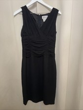 Adrianna Papell Black Sleeveless Ruched Sheath Dress - Size 6 - Silk Blend
