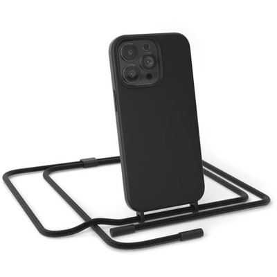 Für Apple iPhone 13 Pro Handyhülle zum Umhängen Band Kordel Kette Tasche Schwarz