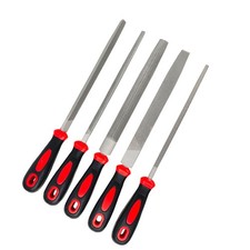5pcs Metal File Set Engineers Flat Half Round Square Triangular Soft Grip