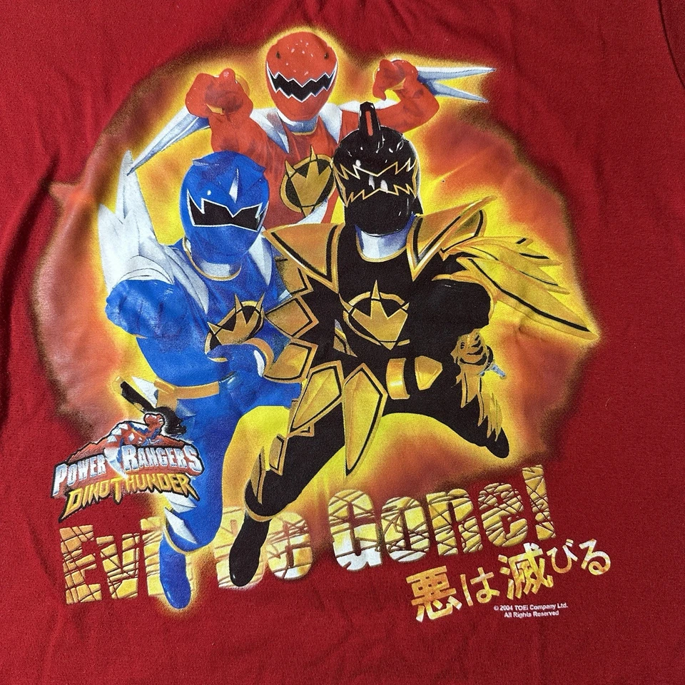 Vintage Youth XL Power Rangers Tshirt Red Dino Thunder Graphic 2000s Y2K - Image 2 of 4