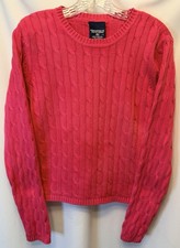 Polo Jeans Co. Ralph Lauren Size Large Cable Knit Pullover Sweater Pink Preppy