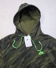 NEW Nike Hoodie Men M Sportswear Sport Essentials Camo Neon Pullover Sweatshirt