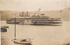 Hendrick Hudson Steamer on Hudson River RPPC Real Photo Postcard Posted 1906