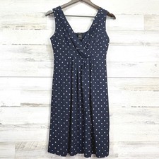 Ann Taylor Navy Polka Dot Sleeveless Wrap V Neck Knee Length Dress XS