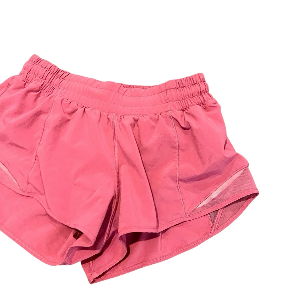 Pantalones Cortos Lululemon Hotty Hot II 2.5" Para Mujer 6 Rosa Cremallera Bolsillo Elástico Forrado Foto 2 de 4