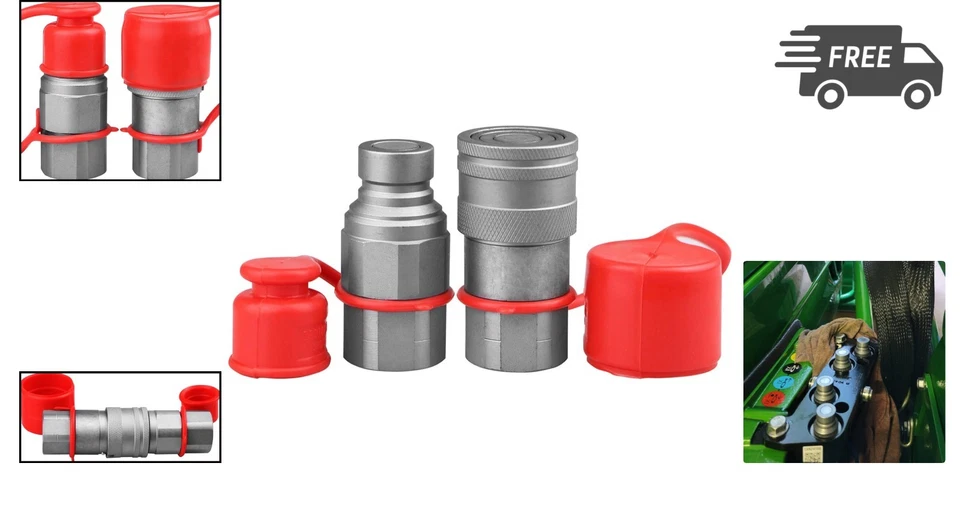 Hydraulic Quick Connect Couplers Flat Face Skid Steer Hydraulic Fittings 1/2 - Image 2 of 4