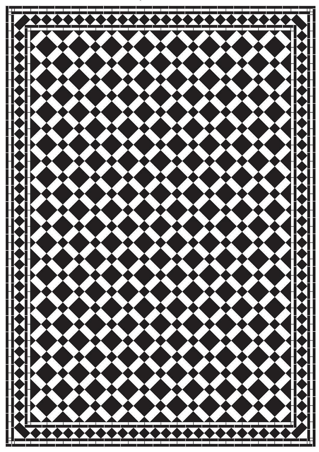 Dolls House Emporium Mono Victorian Tile Floor Black & White Gloss Card Sheet
