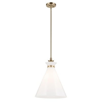 Kichler Laria 1-Light Pendant Light Fixture with Opal Glass, 19.75'' x 16''