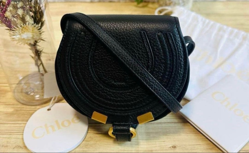 Chloe Marcie Nano Saddle Bag Black Leather Shoulder Bag