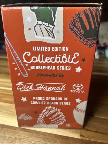 Cowlitz Black Bears Corby Mascot Washington Baseball Bobblehead W/ Box SGA HTF - Picture 3 of 15