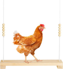 40Cm Natural Wooden Chicken Swing Perch with Iron Monkey Decoration  Adurable R