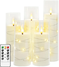 Flameless LED Candles with Timer 5 Pc Flickering Flameless Candles for Romantic