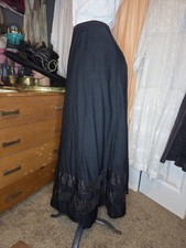 Black Victorian 7 Gored Light Wool Blend Walking Skirt
