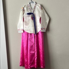 Traditional Korean Girls Hanbok Size 12 Pink and White