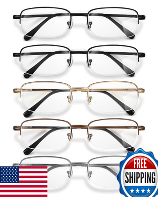 NOVIVON Metal Reading Glasses Men Blue Light Filter Durable Readers 5-Pack