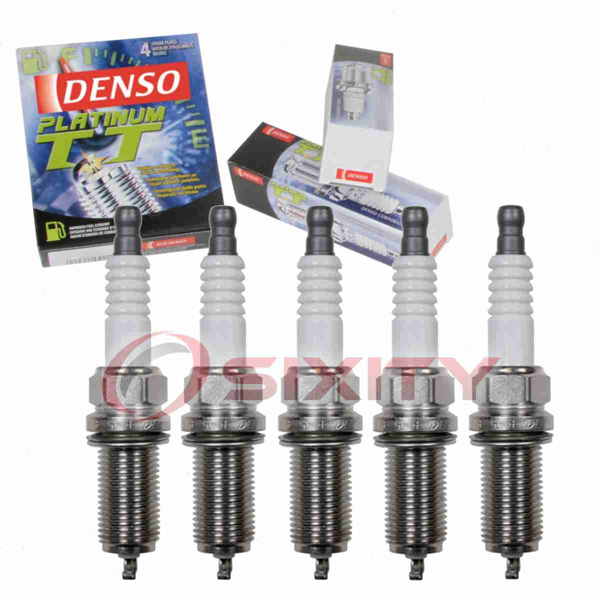 5 pc Denso Platinum TT Spark Plugs for 2004-2011 Volvo S40 2.4L 2.5L L5 lr