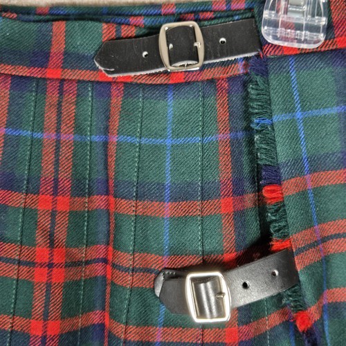 LL Bean Wool Tartan Kilt Womens 14 Petite Green Red Plaid Pleated Scotland Skirt - Picture 5 of 15