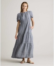 Quince Women's 100% European Linen Tiered Stripe Maxi Dress Medium NWT MSRP $189