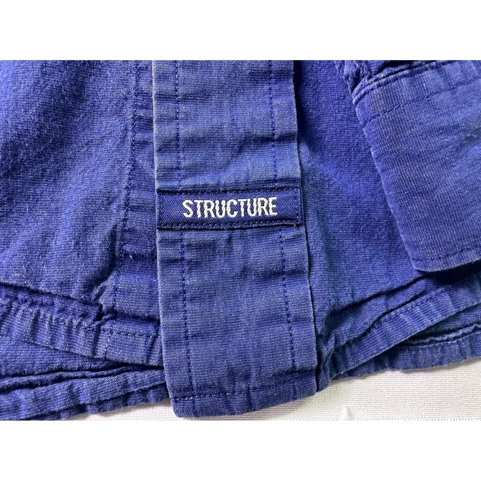 VINTAGE Structure Mens L Blue Button Down Long Sleeve Casual Shirt 100% Cotton - Image 4 of 4