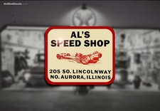 Al's Speed Shop Waterslide Decal Racing Shop Muscle Car Ford v8 Racing Aurora IL