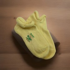 VTG Socks Yellow Acrylic Low Cut Booties USA Sanitized Heated 9-11 70s 80's