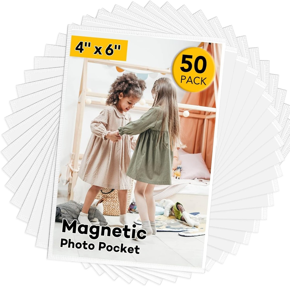50-Pack Strong Magnetic Picture Frames For 4x6 Photos – Black Frames For Fridge, Lockers, Whiteboards - View #6