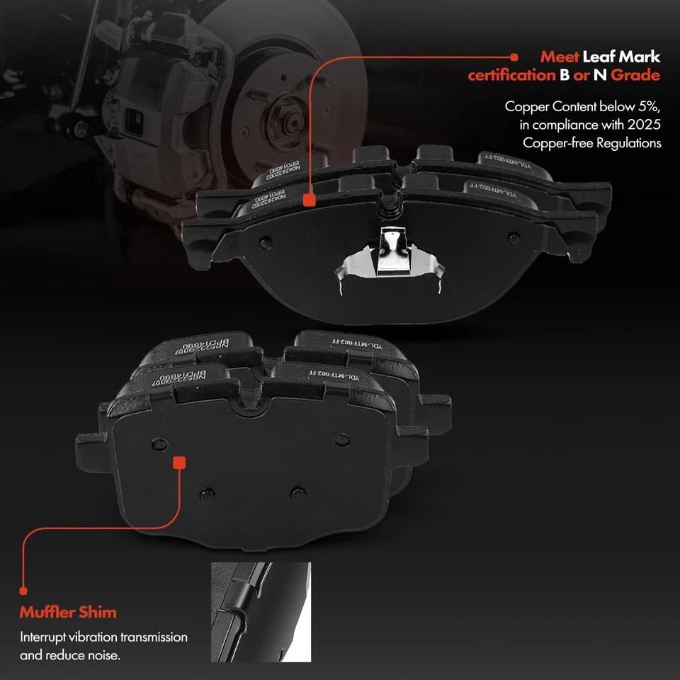 8x Pastillas de freno delanteras y traseras de cerámica para BMW 550i 550i xDrive 2011-2016 650i xDrive Foto 3 de 4