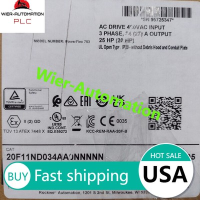 New Allen Bradley powerflex 753 20F11ND034AA0NNNNN Free Shipping