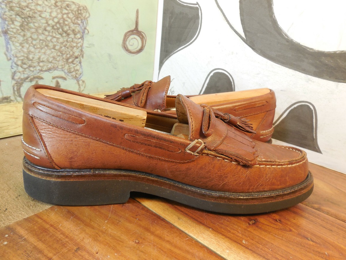 E. T. Wright Brown Leather Kiltie Tassel Loafers Men display picture 1