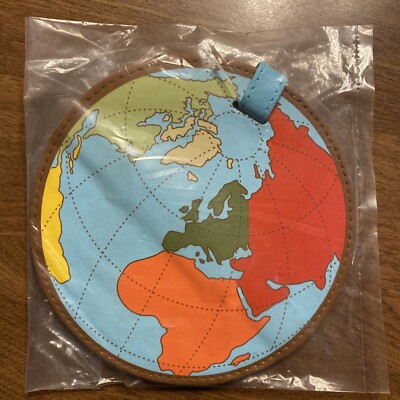 Russ Get Outta Town Luggage Tag Travel Suitcase World Map Globe C21b *READ*
