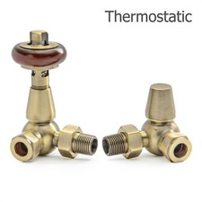 Traditional Radiator Valves Thermostatic Pair Corner TRV - Shannon | Hot Flow