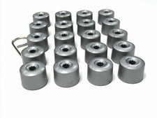 WHEEL NUT COVERS FOR VW GOLF PASSAT LOCKING BOLT CAPS GLOSSY GREY x20 NORMAL