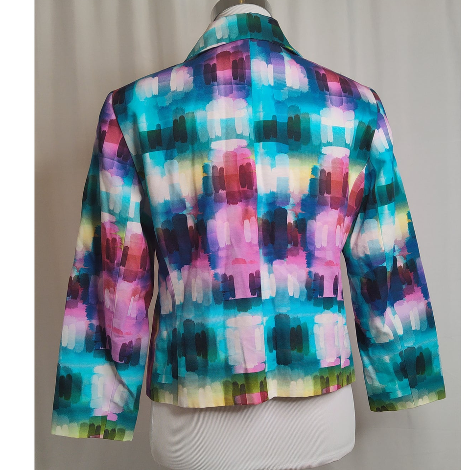 Lafayette 148 New York Rainbow Jewel Tone Colorful Cropped Blazer Fun