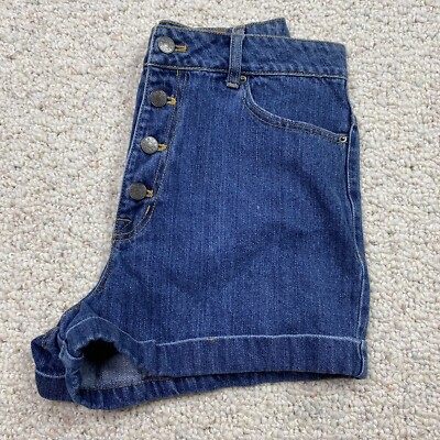 BDG Womens Shorts sz 6 Medium Wash Denim Button Close Cuffed High Rise Y2K