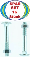 16 St&uuml;ck M8 x 60 Schlossschrauben mit Mutter, 8x60 Flachrundschrauben DIN 603 Mu