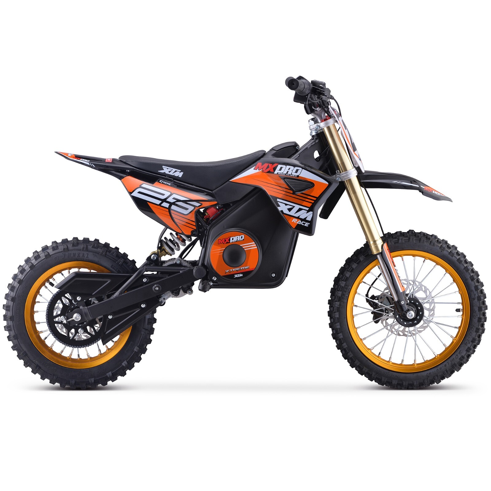 XTM MXPRO 48V 1600W Lithium Electric Dirt Bike BIG 14/12" Gold Wheels