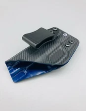 M&P Shield 9/40 4in Black Carbon Fiber & Blue Kydex IWB Holster Veteran Made USA