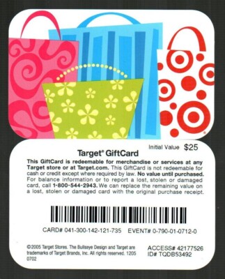 TARGET Shopping Bags 2005 Gift Card $0 RARE