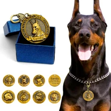 Dog Breeds Pet Tag Engraved Personalized Round Dog Tags Front and Back Engraving