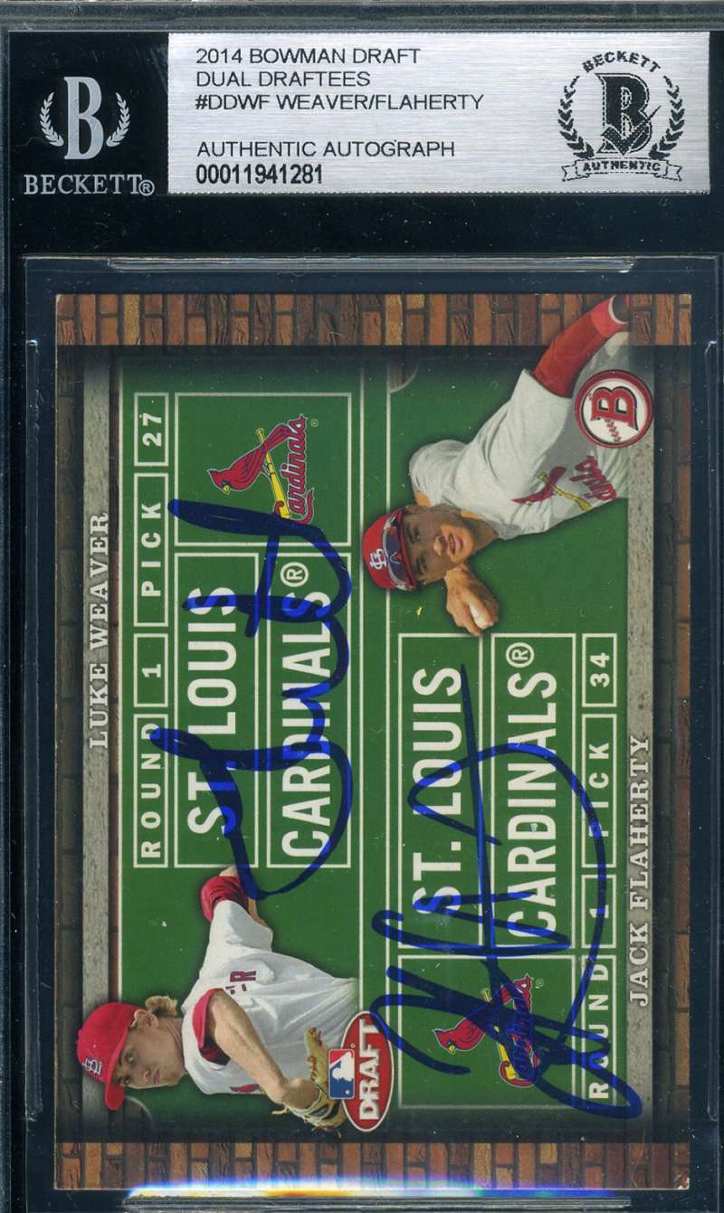 Jack Flaherty Luke Weaver Signed 2014 Bowman Rookie BAS Beckett Coa Autograph