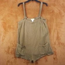 L SPACE Romper Womens Small Green Pull On Lightweight Cotton Gauze STEPHIE
