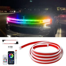 For Chevrolet Tahoe Star Up Dynamic RGB Car LED Hood Strip Light DRL Turn Signal