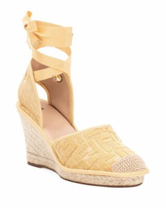 100% AUTHENTIC NEW WOMEN FENDI FF ROAM AKLE STRAP WEDGE SANDALS EU 40/ US 9.5