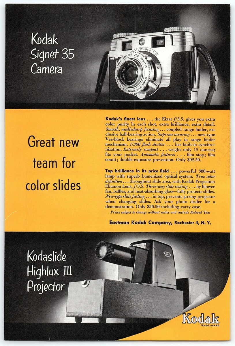 Film Camera Kodak Signet Auto 35 1940s KODAK CAMERAS SIGNET 35